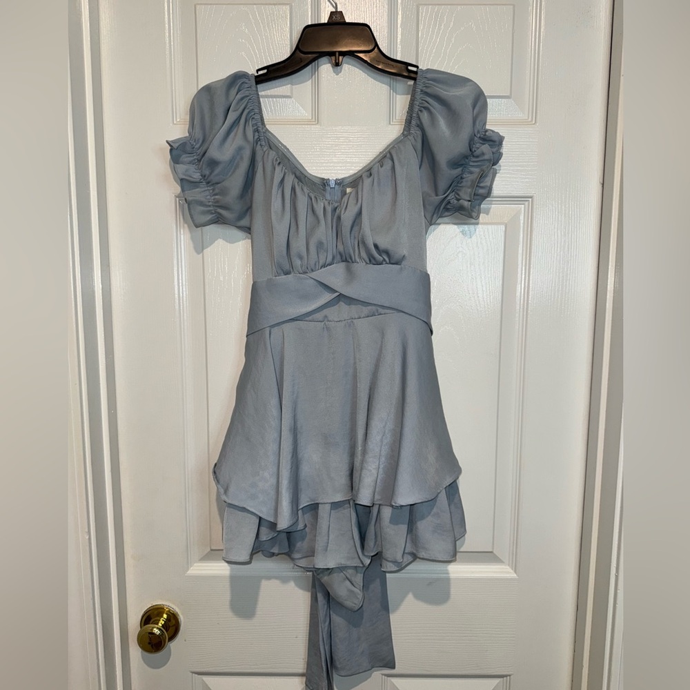 American Threads Boutique Light Blue Satin Dress. Size S